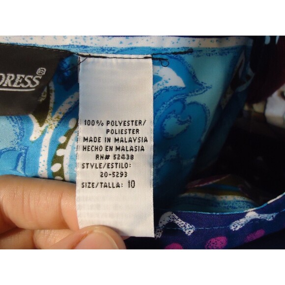 Sag Harbor Blue Green Geometric Floral Print Sheath Sleeveless Dress Size 10 - Picture 5 of 8